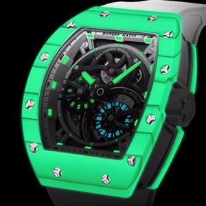 Reloj Mecánico para Hombre, Caja de Acero Inoxidable Tonneau, Correa de Silicona, Esqueleto Automático, Cristal de Zafiro, Esfera de 40 mm, Lujoso - Product Image 5