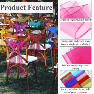 Rubans de chaise en organza polyester, nœuds, nœuds décoratifs, couvre-chaises, rubans réutilisables et lavables pour mariage, fête, banquet, événement - Product Image 3