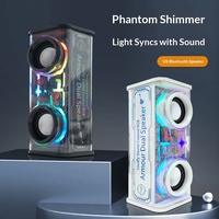 Enceinte Bluetooth Mecha Transparente avec Double Haut-parleur, Double Subwoofer, Basses Puissantes, Design Voiture de Sport Compacte, Lumières Éblouissantes pour Table