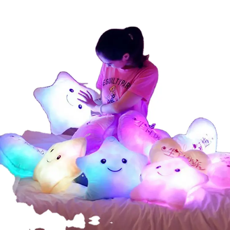 DHF Wholesale Luminous Heart Led Soft Bear Stuffed Stars Pillow Unicorn Plush Toy For Valentine's Day