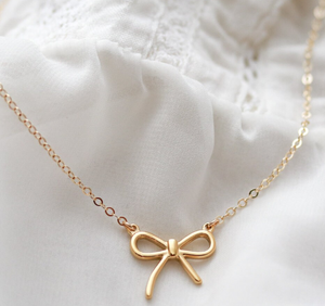 Dainty Ribbon Trendy Gold Bow Necklace chic Silver Bow Necklace Best Friend Gift Bridesmaid Gift simple pretty - Product Image 6