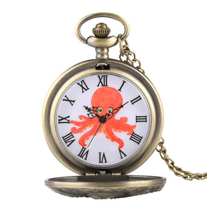<span class=keywords><strong>Orologio</strong></span> <span class=keywords><strong>da</strong></span> <span class=keywords><strong>Tasca</strong></span> <span class=keywords><strong>Vintage</strong></span> con Catena FOB, Stile Antico Bronzo, Design a Polpo Traforato, Movimento al Quarzo - Product Image 2