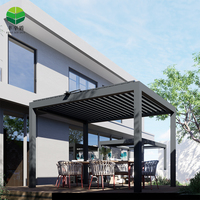Benutzer definierte moderne Aluminium Pergola Garten Pavillon Pavillon LED-Streifen Motorisierte Lamellen dach versenkbare Funktion für Poolhaus