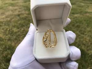 Anillos personalizados 18K chapado en oro cursiva letra inicial alfabeto diamante corte monograma anillo joyería para regalo - Product Image 4