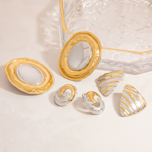 Stud Earrings Gold Silver Color <b>Block</b> Geometric <b>Shape</b> Stainless Steel Everyday Wear Women's Fine Jewelry - Product Image 3