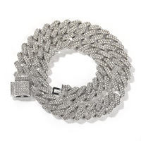 13Mm Legering Volledige Cz Steen Hip Hop Sieraden Mode Zirconia Rap Cubaanse Collier Voor Mannen