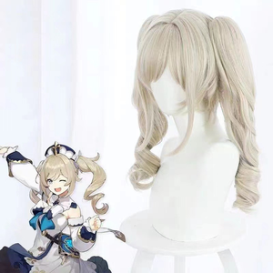 <span class=keywords><strong>Peluca</strong></span> de cosplay de seda de alta temperatura sin encaje, doble cola de caballo, estilo Barbara Roman, para cosplay de Priest Barbara de Original God West Wind Knights Prayer. - Product Image 3