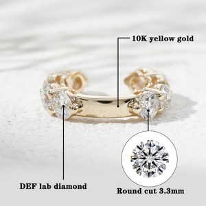 Pendientes de Clip Starsgem, Joyería de Oro de 10K con Diamante Cultivado en Laboratorio, Corte Esmeralda Redondo, Clip para Oreja con Diamante Suelto, Brazalete para Oreja - Product Image 6