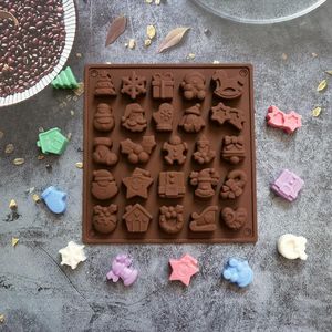 25-Hole Christmas Themed Silicone <b>Molds</b> Baking Cube Shape DIY <b>Cake</b> Chocolate Candy Icing Tray Included for Food Use - Product Image 6