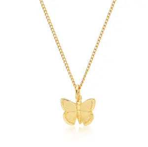 Inspire Jewelry Stainless Steel Elegant 18K Gold Plated Fashion Dainty Jewelry Insect Women's Necklace With Butterfly Pendant