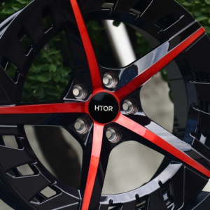 Jantes sport HTOR 16 17 18 19 pouces, noir brillant, rayons intérieurs rouges, 5 branches, 5x112 5x114.3, forgées, compatibles avec Civic Type <span class=keywords><strong>R</strong></span> M3 - Product Image 4
