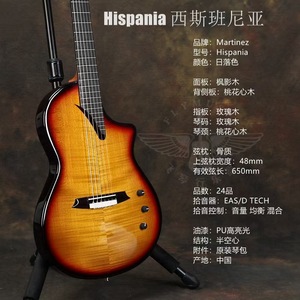 Martinez Hispania Cross-Body Electro-Acoustic Nylon-<b>String</b> 6-<b>String</b> Guitar with Box - Product Image 5