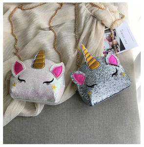 Pullu omuzdan askili çanta çocuklar gökkuşağı sevimli glitter Unicorn Crossbody çanta hediye için - Product Image 4