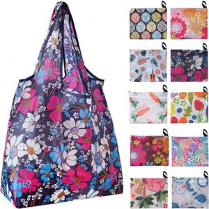 Sacs de courses pliables personnalisés en polyester Ripstop écologique, grands sacs fourre-tout réutilisables pour l'épicerie - Product Image 1