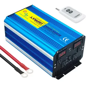 Lvyuan Inverter daya 2000w 1000w 24v DC ke 110v 220v 12v Inverter gelombang sinus murni untuk sistem tenaga surya