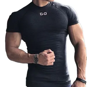 Fitness T-shirt Mens Muscle T Shirt Quick Dry Running Workout Athletic Gym Sport Hot Selling Polyester Casual Woven Plain Dyed