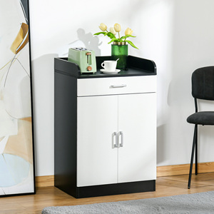 Homcom ตู้มีลิ้นชักและชั้นวางปรับได้สำหรับห้องครัวห้องนั่งเล่นและห้องโถงใน MDF 60x40x90ซม. สีดำและสีขาว - Product Image 2