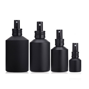 <span class=keywords><strong>Botella</strong></span> de aceite esencial facial de suero esmerilado negro de vidrio redondo con cubierta de aerosol negro 5ml 10ml 15ml 20ml 30ml 50ml 100ml - Product Image 1