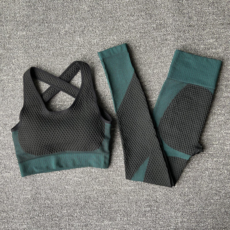 blackish green 2pcs bra+leggings