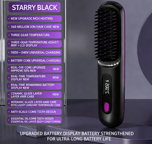 Cepillo de Pelo Calentado Portátil Inalámbrico de 3000 mAh, Mini Plancha de Pelo Recargable, Peine Caliente - Product Image 4