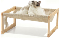 Lits pour animaux de compagnie en bambou poli moderne pour chats chiens Meubles d'extérieur Hamac pour chatons chiots lapins lapins et petits animaux