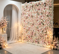 Mur de fleurs artificielles en tissu portable, rose multicolore, pour décoration de mariage, événement ou photomaton