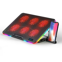 Meilleures ventes d'Amazon, refroidisseur d'ordinateur portable de jeu personnalisé avec logo, 6 ventilateurs, 15,6 pouces, éclairage RVB complet, refroidisseur d'ordinateur portable portable