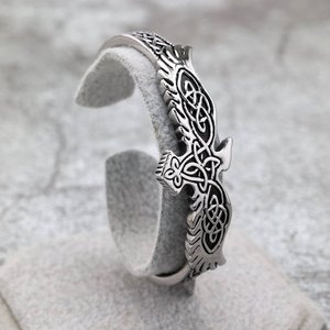Nordic Raven <b>Cuff</b> <b>Bracelet</b> Tibetan <b>Silver</b> Unisex Jewelry Gift Fashion Bangle - Product Image 3