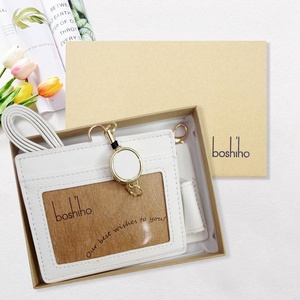 Boshiho Office Badge <b>Holder</b> with Pen Clip High Quality Real Leather Credit <b>ID</b> Card <b>Holder</b> with Stretch Neck Lanyard - Product Image 6