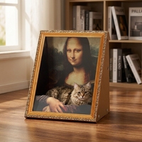 Lit pour chat en bois massif, design artistique créatif, luxueux, durable, écologique, avec peinture à l'huile tridimensionnelle amovible