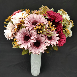 Queyiyi Flowers Bouquet Artificiel de 11 Têtes de Marguerites Européennes et Américaines Réalistes pour Mariage et Décoration Intérieure - Product Image 2