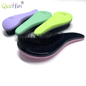 Logo personalizzato nero opaco soft touch districante pennello riccioli donne districante spazzola per capelli massaggio per parrucchiere