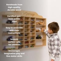 Organisateur de rangement pour voitures miniatures en bois moderne et personnalisé, type sur pied, avec cinq niveaux d'étagères de présentation pour salle de jeux