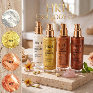 HKH Wholesale Organic Vegan Shimmering Glitter Liquid Body Highlighter Bronzer Oil Eco-Friendly Waterproof Formula Long Lasting - Product Image 1