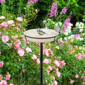 Birdbath Metal <b>Stand</b> Garden Decor Carbon Steel Painted Outdoor <b>Bird</b> Feeding Watering Basin - Product Image 1