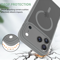 Coque de téléphone magnétique grise durable pour iPhone 17 Pro Max, antichoc, sensation de peau, protection pour téléphone portable