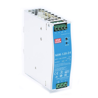 Alimentation électrique CC sur rail DIN NDR-120-24 Mean Well, simple sortie 120W 24V 5A avec PFC actif pour contrôle industriel
