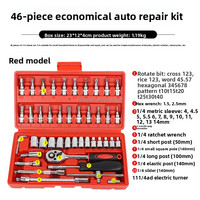 Juego de Herramientas Manuales de Acero al Carbono de 46 Piezas, Juego de Llaves para Reparación Mecánica Automotriz, Juego de Llaves de Tubo para el Hogar