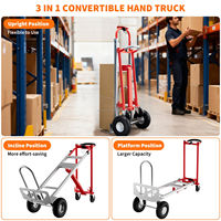 Chariot de transport pliable 2-en-1 en alliage, plateforme convertible, capacité robuste, chariot à main en acier et aluminium