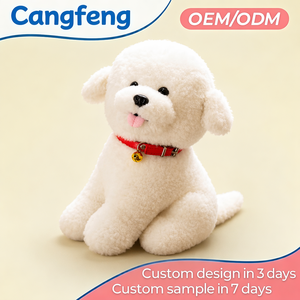 Juguete de Peluche Realista de <span class=keywords><strong>Bichón</strong></span> Frisé, Perro de Peluche Blanco con Collar Rojo, Simulación de Cachorro, Regalo para Niños, Personalizable OEM - Product Image 1