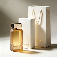 Flacons de parfum vides en verre ambré rectangulaires personnalisés, bouchon doré en forme de T, sac cadeau, boîte artisanale, flacons vaporisateurs de parfum