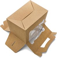 Grandes boîtes cadeaux en papier kraft avec fenêtre à pignon et poignée, en carton, pour repas à emporter, fêtes d'anniversaire et mariages