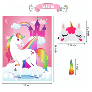 HAWIN, 24 Uds., Pin the Horn on Unicorn, Make a Face Sticker, mezcla y combina juegos <span class=keywords><strong>de</strong></span> fiesta, póster <span class=keywords><strong>de</strong></span> unicornio, decoraciones <span class=keywords><strong>para</strong></span> fiesta <span class=keywords><strong>de</strong></span> <span class=keywords><strong>cumpleaños</strong></span> <span class=keywords><strong>para</strong></span> niños - Product Image 3