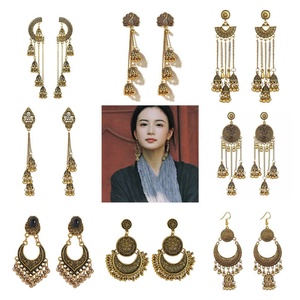 Kamishiro Earrings Retro <b>Silver</b> Tassel Earrings Crescent Carved Bell Jhumka Ear Drops Stainless Steel Electroplated Women's - Product Image 3