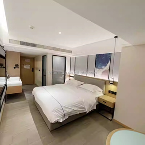 <b>Cheap</b> Modern Hotel Bedroom Furniture Set King Bed with Upholstered Headboard Nightstand TV Cabinet <b>Wardrobe</b> for 3 Star Hotel - Product Image 4