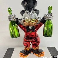 Prix usine luxe moderne sac d'argent canard Pop Art Sculpture résine électrolytique haut de gamme chambre décorations intérieures