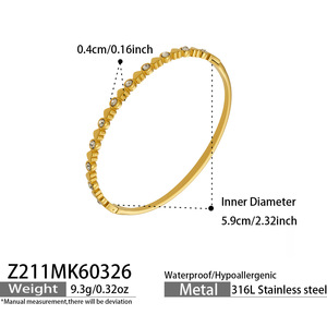 Luxury Heart 5A Zircon Bangle Stainless Steel Unique Design Stackable <b>Bracelet</b> for Ladies - Product Image 5