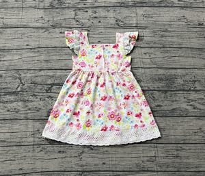 GSD3030 NOUVEAU Ensemble de yoga pour enfants style boutique, robe bleue et nœuds à carreaux roses pour petite fille, vente en gros personnalisée, sans MOQ, ODM - Product Image 6