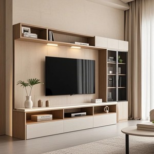 <span class=keywords><strong>Mobile</strong></span> TV <span class=keywords><strong>in</strong></span> <span class=keywords><strong>Legno</strong></span> Stile Moderno Minimalista con Vano Portaoggetti, Arredamento Ecologico e Durevole per Soggiorni di Hotel e Ville - Product Image 1