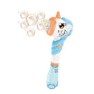 Уличная игрушка с мультяшным единорогом, машинка для мыльных пузырей на батарейках, электрическая палочка для пузырей, единорог со светом и звуком для детей
